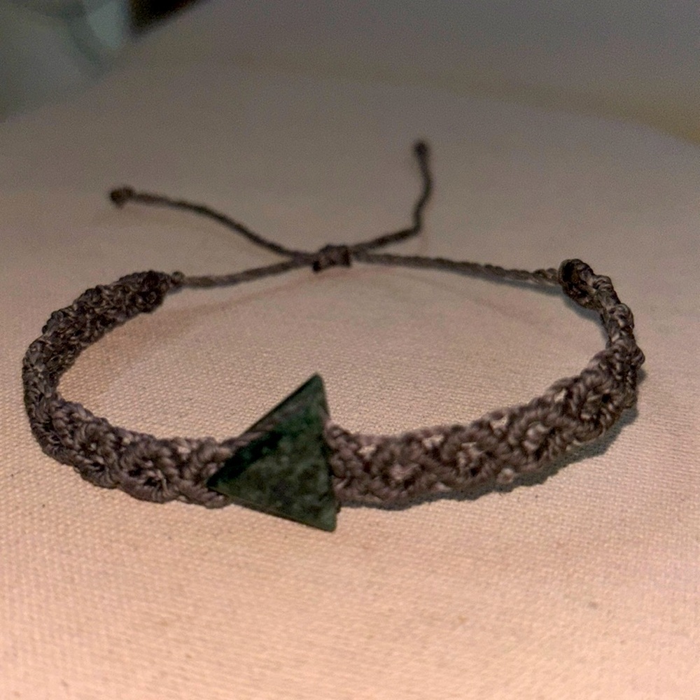 Handmade Triangle Jade Stone Macrame Adjustable Bracelet